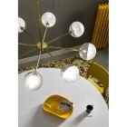 Závěsná lampa 8 světel v přírodní mosazi a skle - Molecola od Il Fanale Viadurini