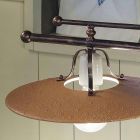 Závěsná lampa se 2 světly ze železa a ručně surové keramiky - Bologna Viadurini