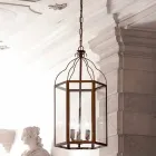 Závěsná lampa 3 světla mosaz a sklo Turandot Viadurini