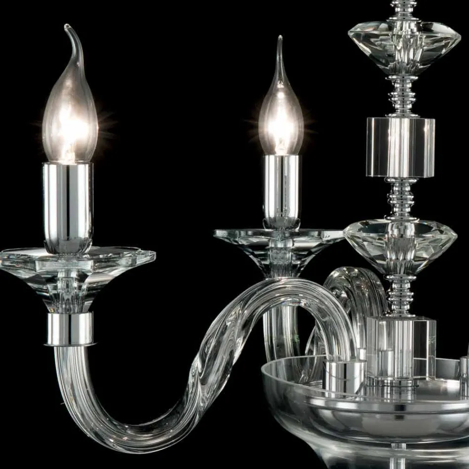 Závěsná lampa 3 světla sklo a Cristallo Ivy, made in Italy Viadurini