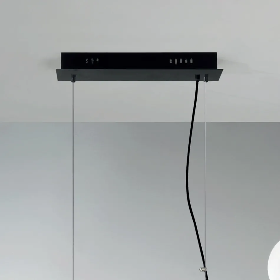 Závěsné svítidlo s 5 světly z kovu a moderního foukaného skla - Birga Viadurini