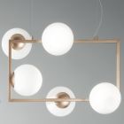 Závěsné svítidlo s 5 světly z kovu a moderního foukaného skla - Birga Viadurini