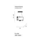 Závěsné svítidlo s 5 světly z kovu a moderního foukaného skla - Birga Viadurini