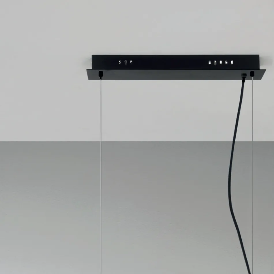 Závěsné svítidlo se 6 světly z kovu a moderního foukaného skla - Birga Viadurini