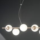 Závěsné svítidlo se 6 světly z kovu a moderního foukaného skla - Birga Viadurini