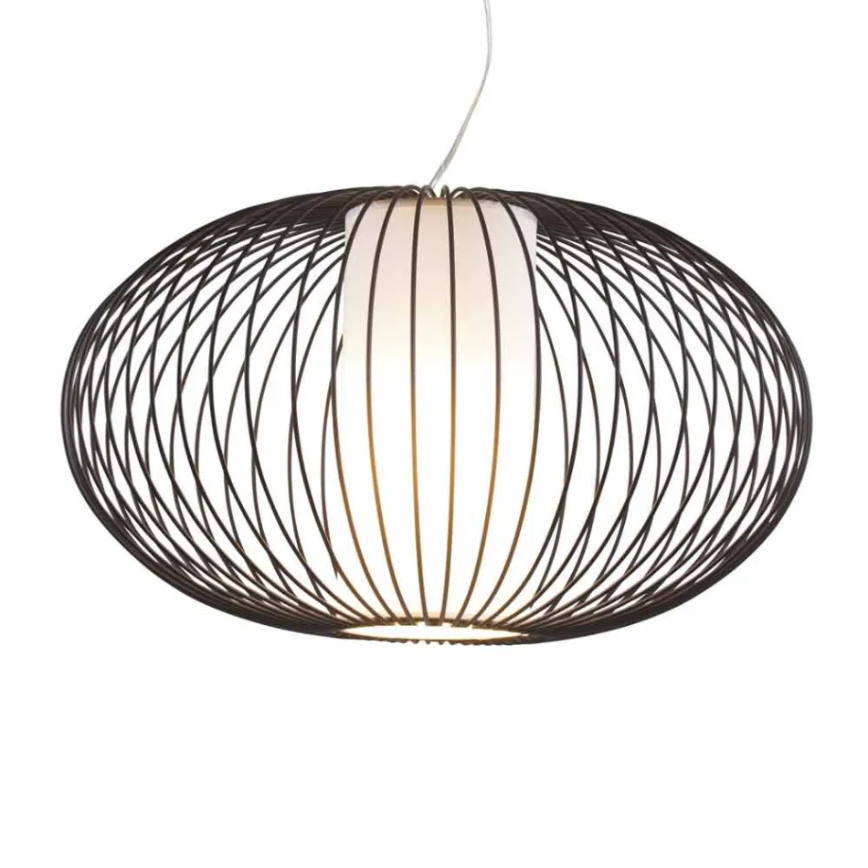 Závěsná lampa lakované oceli, Ø90xh.53xl.cavo100cm, Joy Viadurini