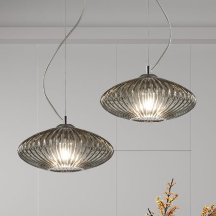 Ručně vyráběná závěsná lampa z foukaného skla v Benátkách - Dafne Viadurini