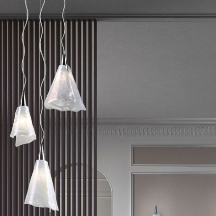 Ručně vyráběná závěsná lampa z benátského foukaného skla - Chrystal Viadurini