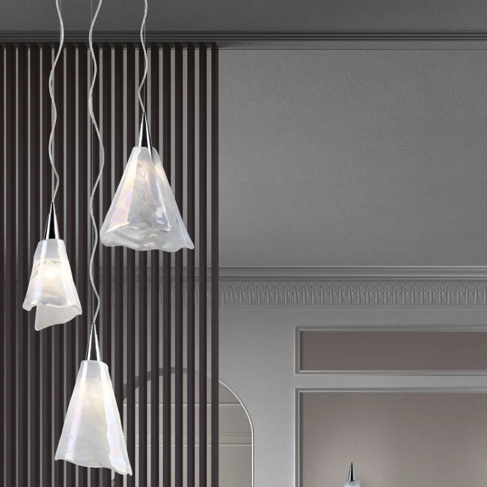 Ručně vyráběná závěsná lampa z benátského foukaného skla - Chrystal Viadurini