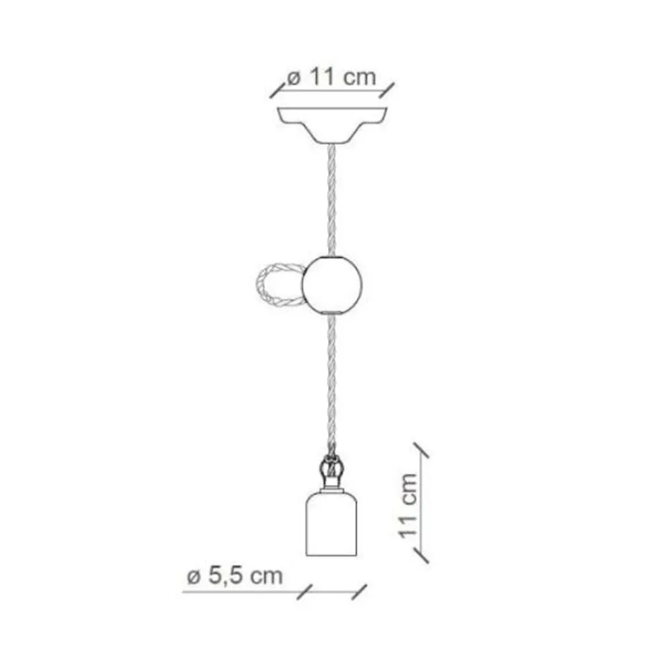 Průmyslová řemeslná závěsná lampa ze železa a keramiky - Vintage Viadurini
