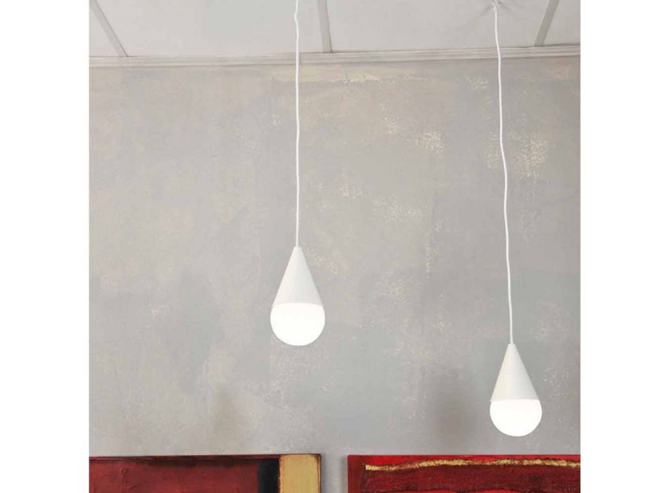 Bílá závěsná lampa se dvěma světly Drop, moderní design Viadurini