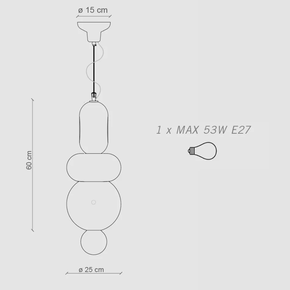 Závěsné svítidlo se 3 prvky různých tvarů Made in Italy - Bumbum Viadurini