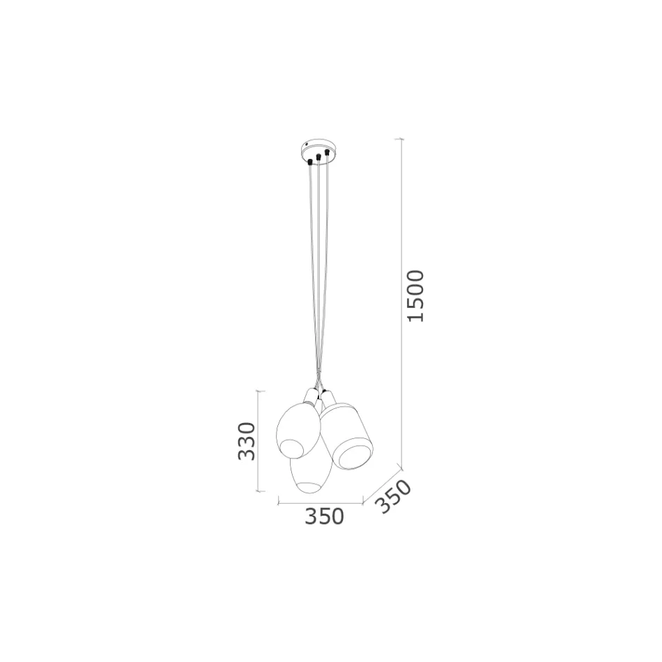 Závěsné svítidlo se 3 světly z kovu a keramického skla Made in Italy - Speak Viadurini