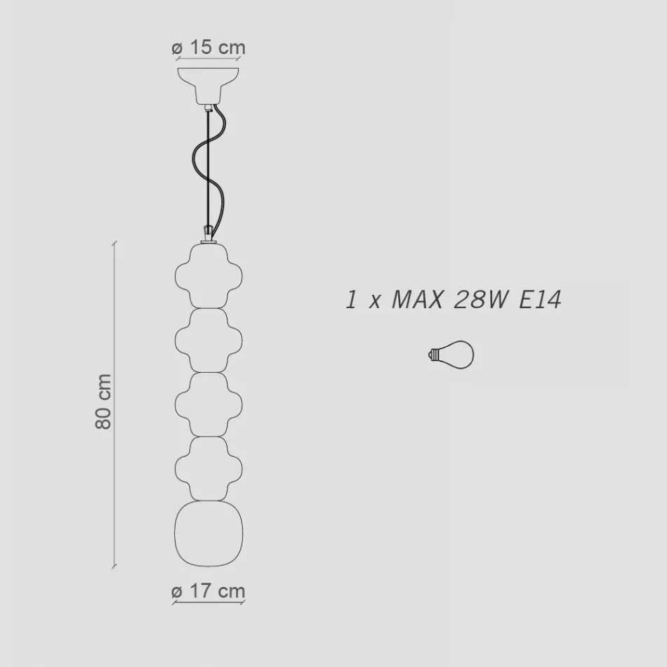 Závěsné svítidlo se 4 prvky z keramiky a skla Made in Italy - Capocabana Viadurini
