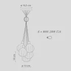 Závěsné svítidlo se 6 prvky z keramiky a skla Made in Italy - Afoxe Viadurini