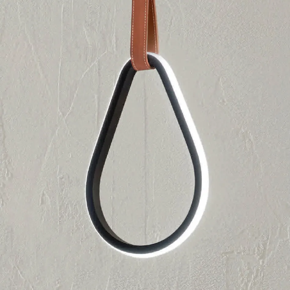 Závěsné svítidlo s geometrickými tvary a detaily z umělé kůže - cypřiš Viadurini