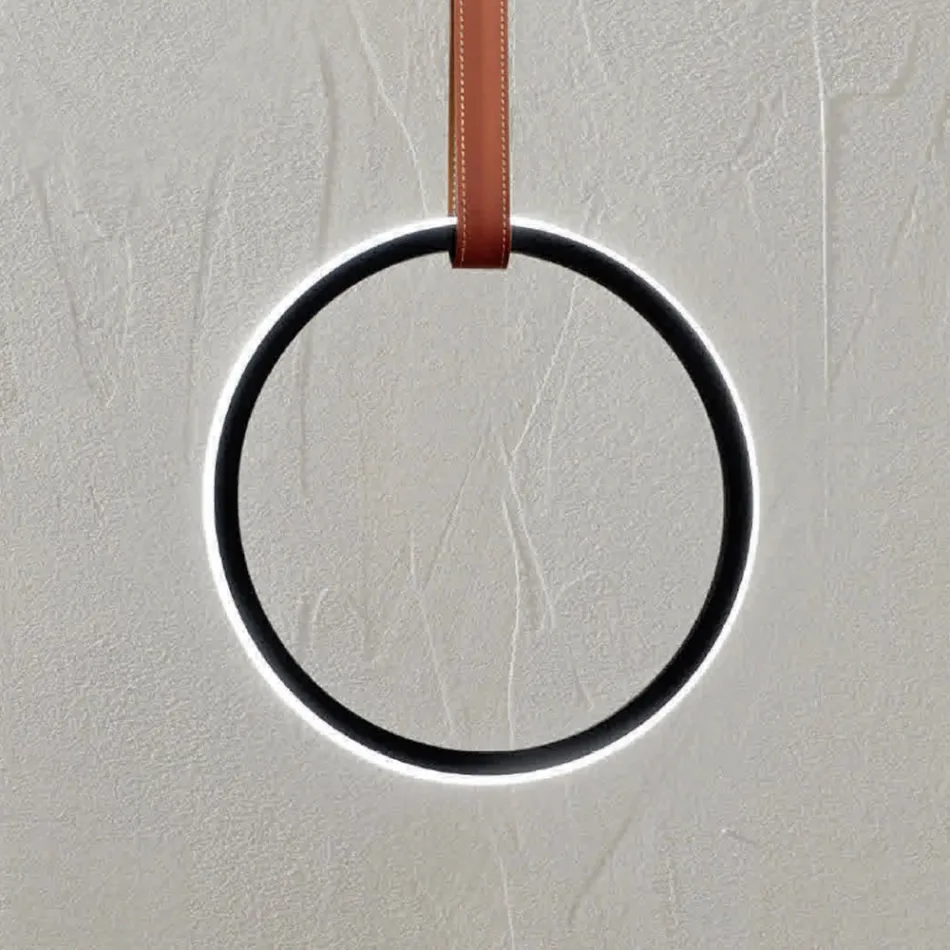 Závěsné svítidlo s geometrickými tvary a detaily z umělé kůže - cypřiš Viadurini