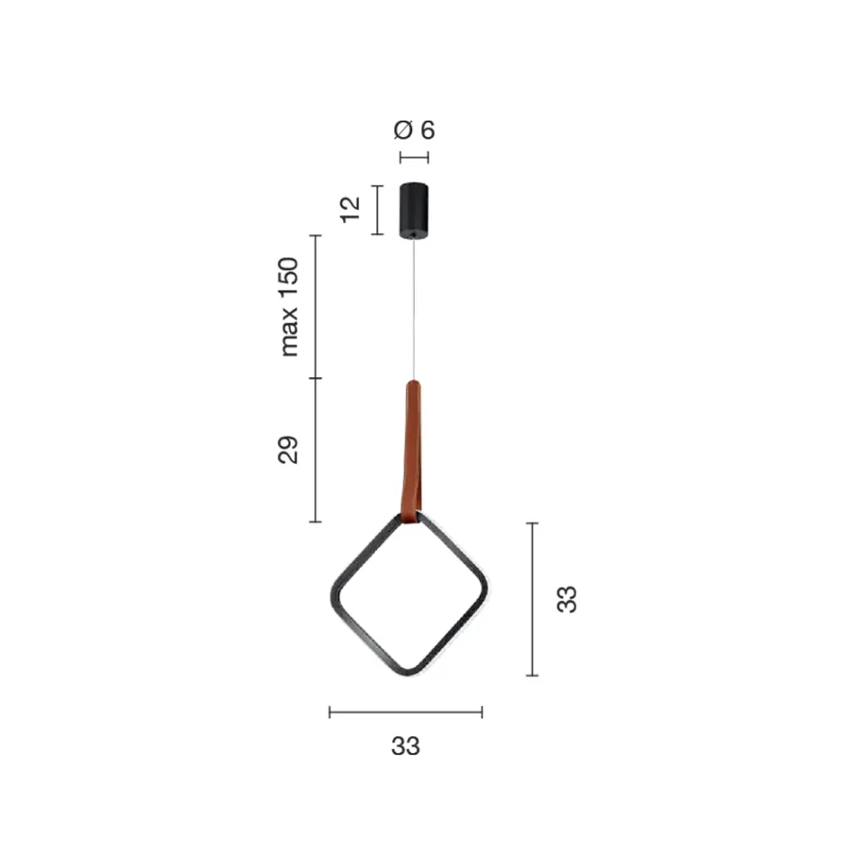 Závěsné svítidlo s geometrickými tvary a detaily z umělé kůže - cypřiš Viadurini
