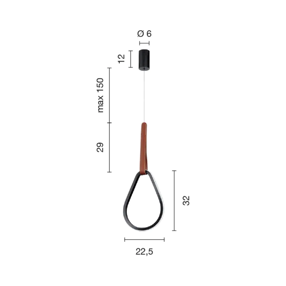 Závěsné svítidlo s geometrickými tvary a detaily z umělé kůže - cypřiš Viadurini