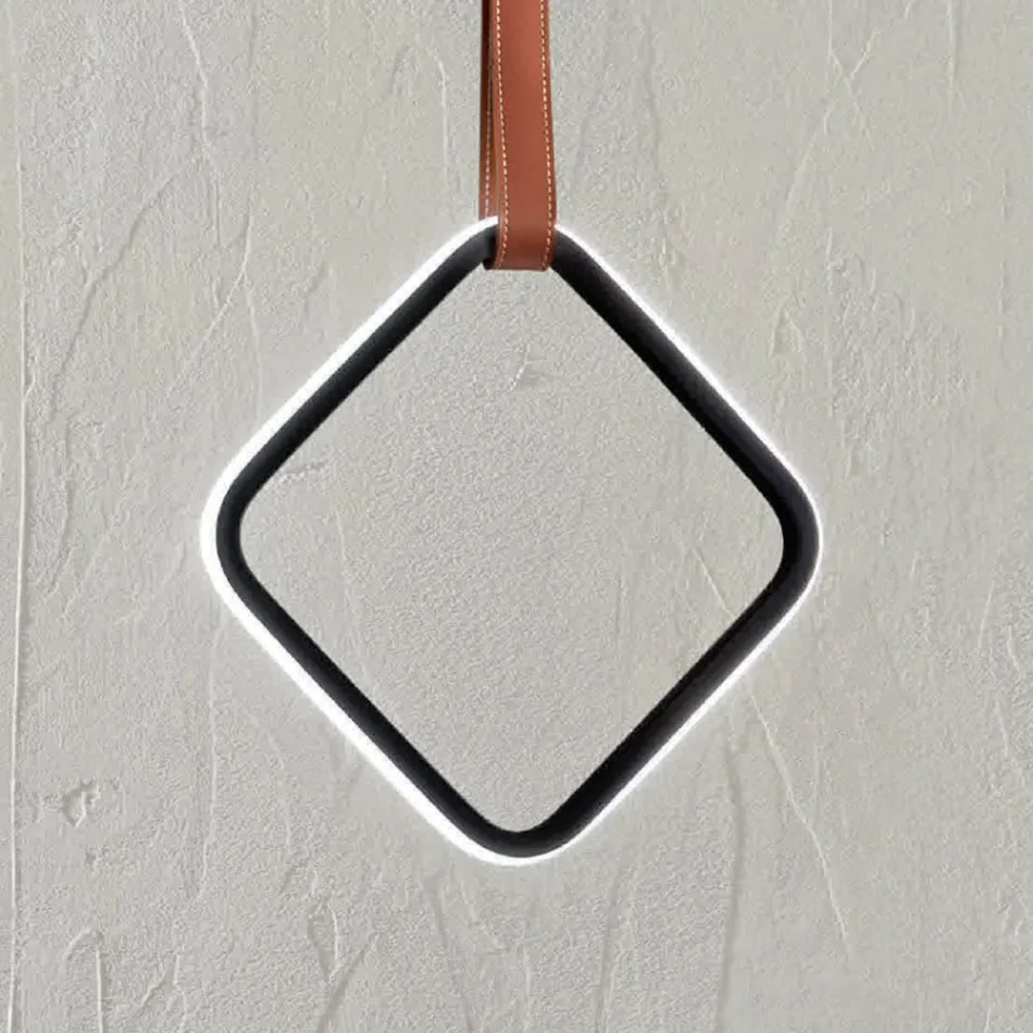 Závěsné svítidlo s geometrickými tvary a detaily z umělé kůže - cypřiš Viadurini