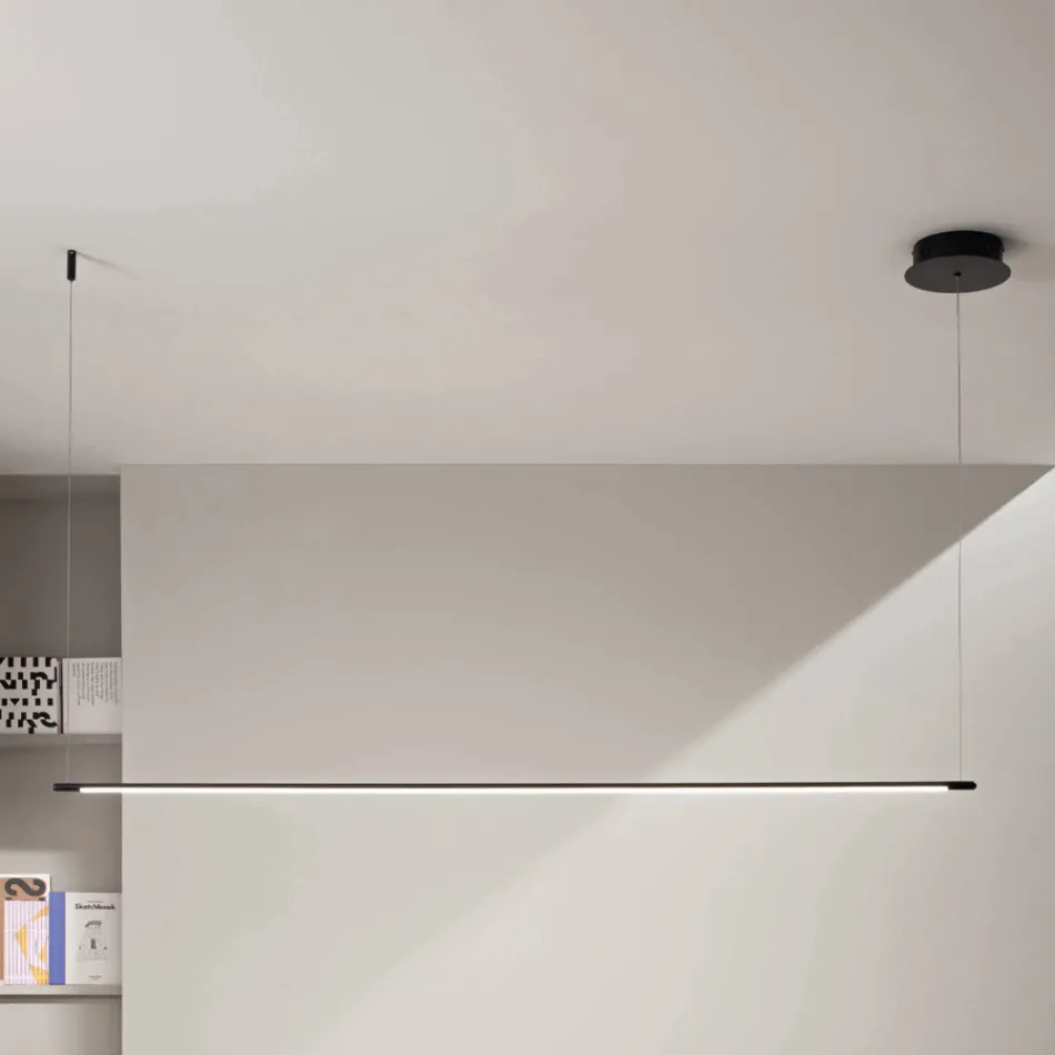 Závěsná lampa s LED světlem a délkově nastavitelnými kabely - oranžová Viadurini