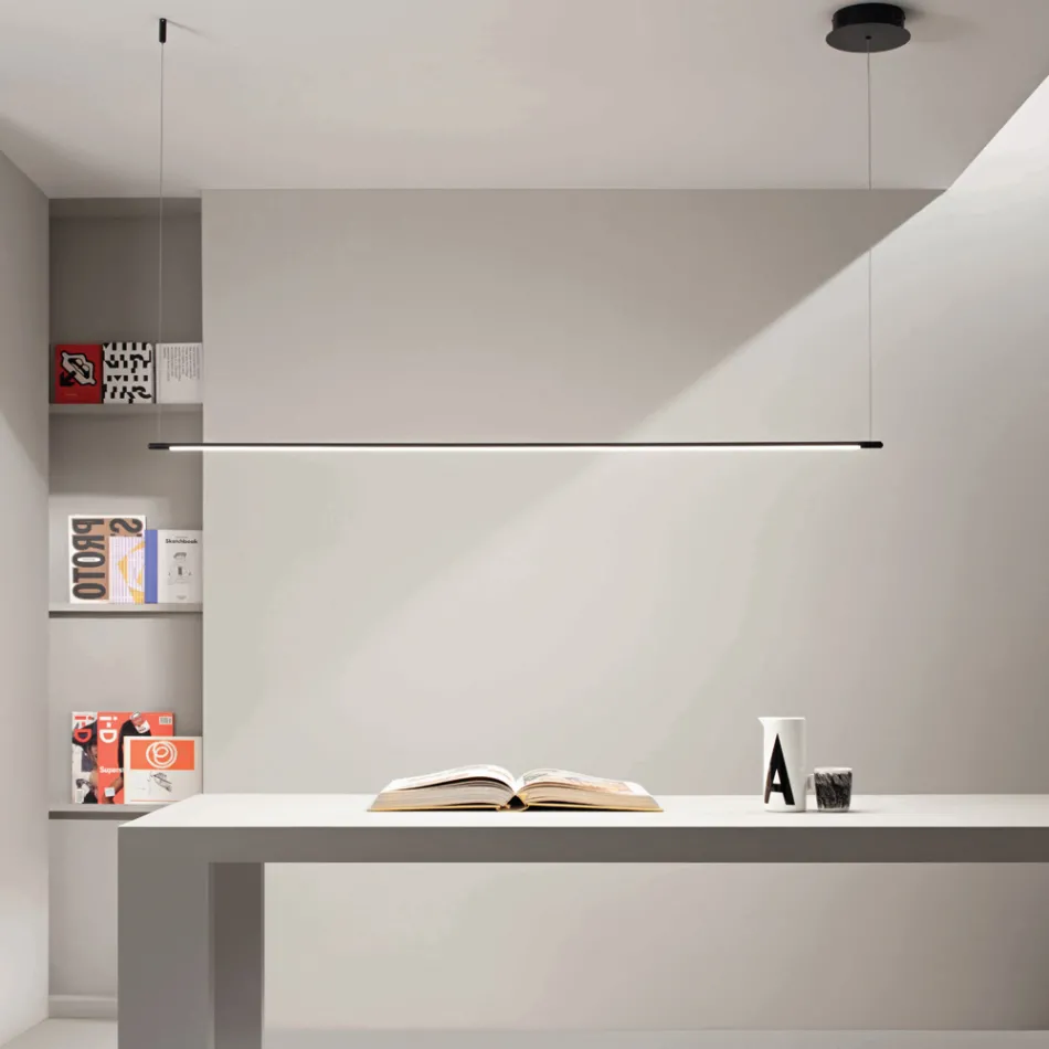 Závěsná lampa s LED světlem a délkově nastavitelnými kabely - oranžová Viadurini