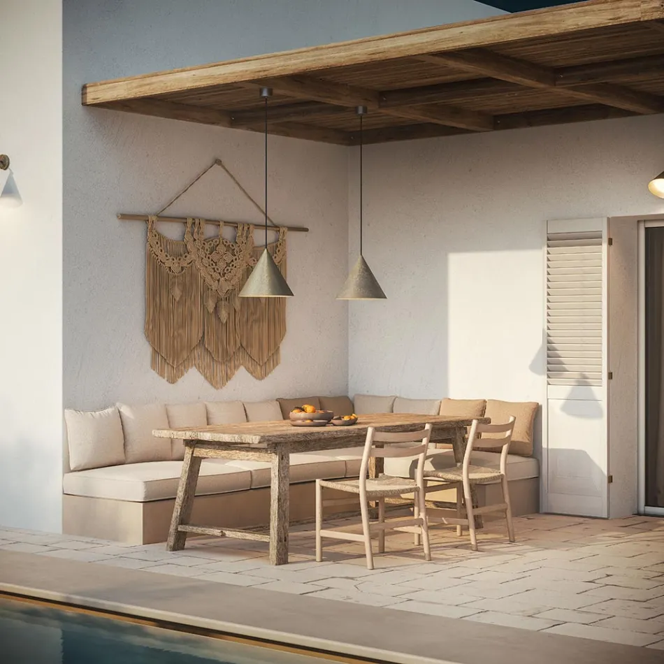 Venkovní závěsná lampa z mosazi Made in Italy - Rain Viadurini