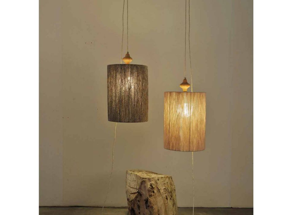 Přívěsná lampa / stojací lampa ve dřevě a 100% Bois vlna Viadurini