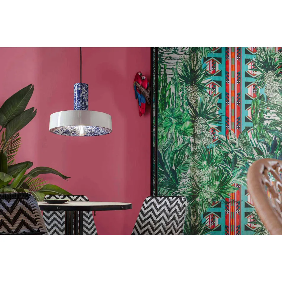 Retro styl závěsné svítidlo v barevné keramice - Ferroluce Pi Viadurini