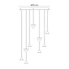 Designová závěsná lampa 5 nebo 7 světel Černý hliníkový drát - Mercado Viadurini