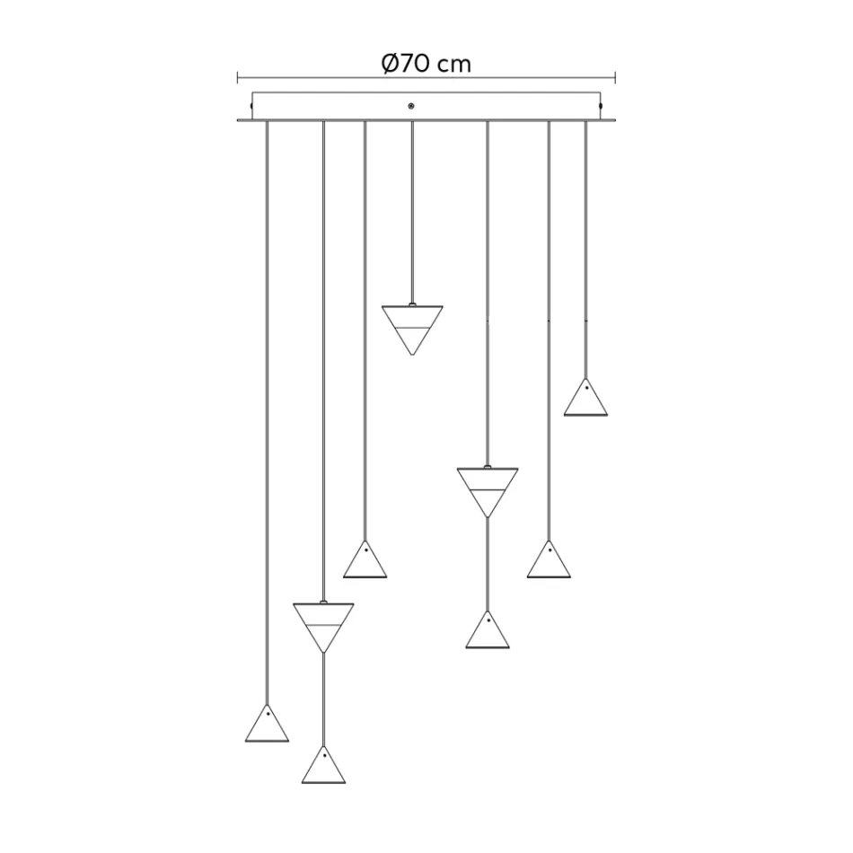 Designová závěsná lampa 5 nebo 7 světel Černý hliníkový drát - Mercado Viadurini