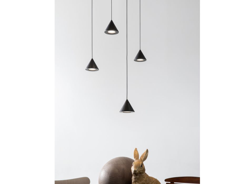 Designová závěsná lampa 5 nebo 7 světel Černý hliníkový drát - Mercado Viadurini