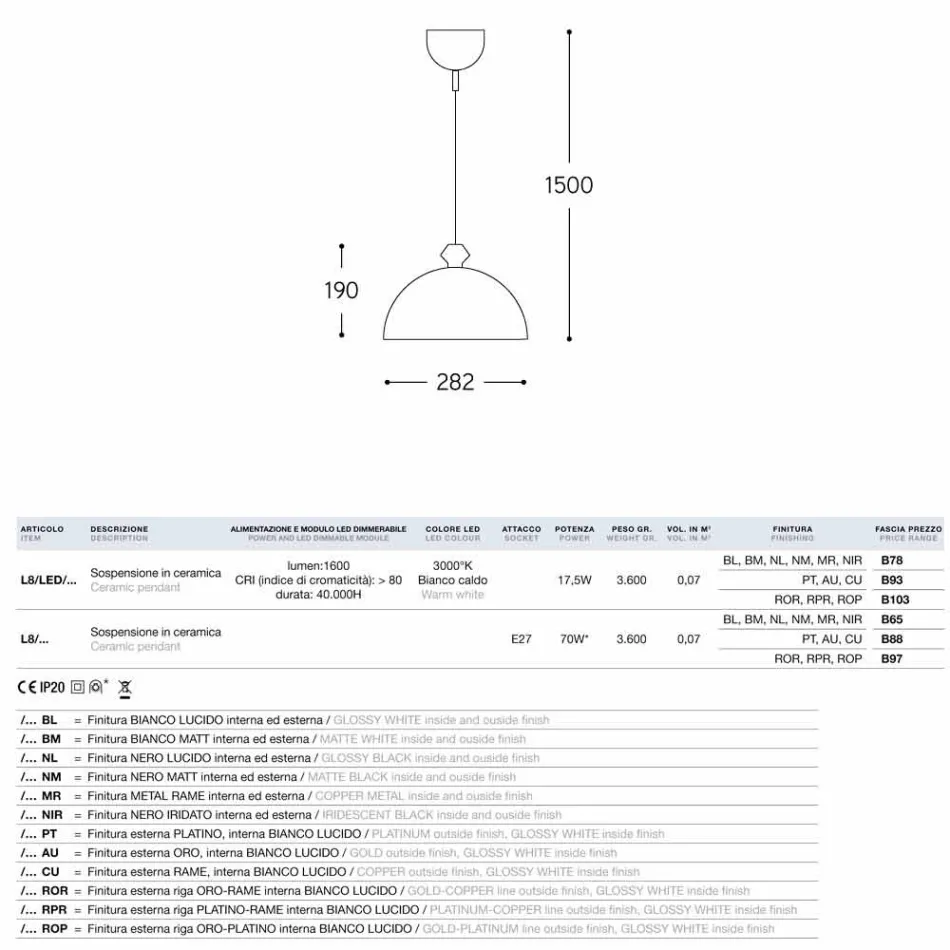 Lampa keramického designu I Lustri 8 Viadurini