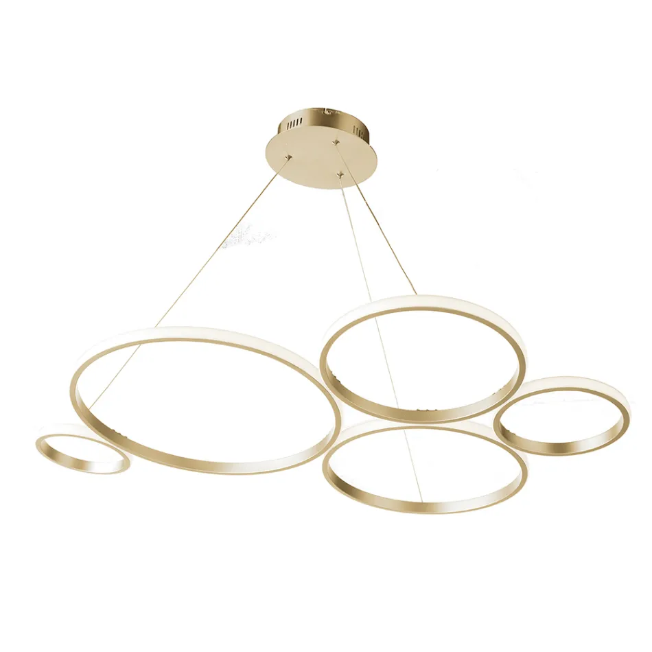 Designové závěsné svítidlo do obývacího pokoje ve stříbrném nebo zlatém kovu - Olimpo Viadurini