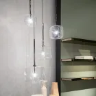 Designová závěsná lampa z kovu a skla vyrobená v Itálii - Donatina Viadurini