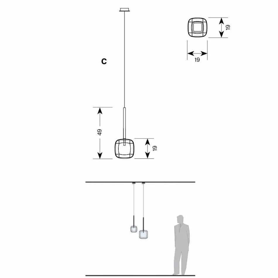 Designová závěsná lampa z lesklého kovu vyrobené v Itálii - Donatina Viadurini