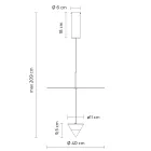 Hliníkové závěsné svítidlo s bílou deskou a černým kuželem - padel Viadurini