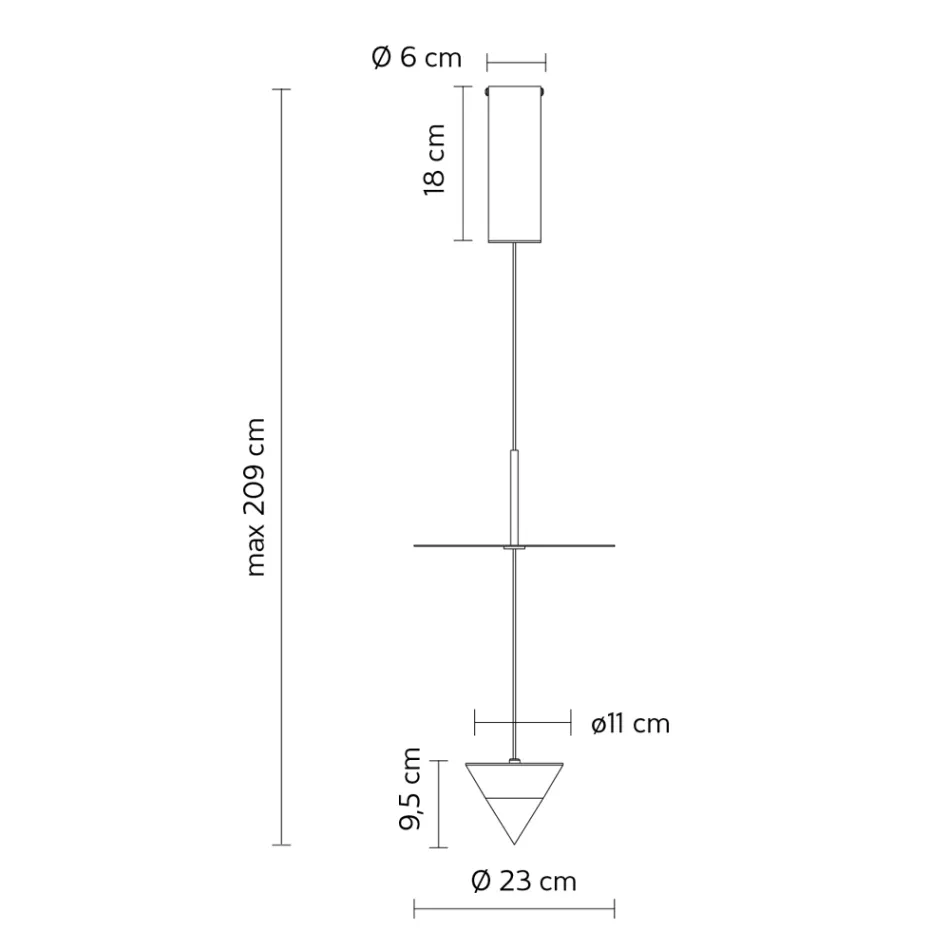 Hliníkové závěsné svítidlo s bílou deskou a černým kuželem - padel Viadurini