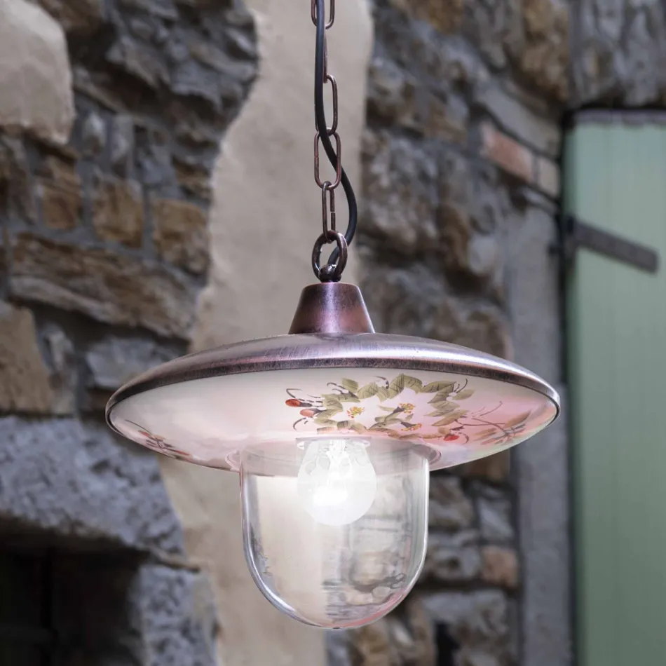 Závěsné svítidlo z černého měděného hliníku s ručně vyráběným zdobením - Latina Viadurini