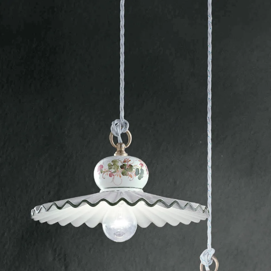 Ručně zdobená řemeslná keramická závěsná lampa - Řím Viadurini