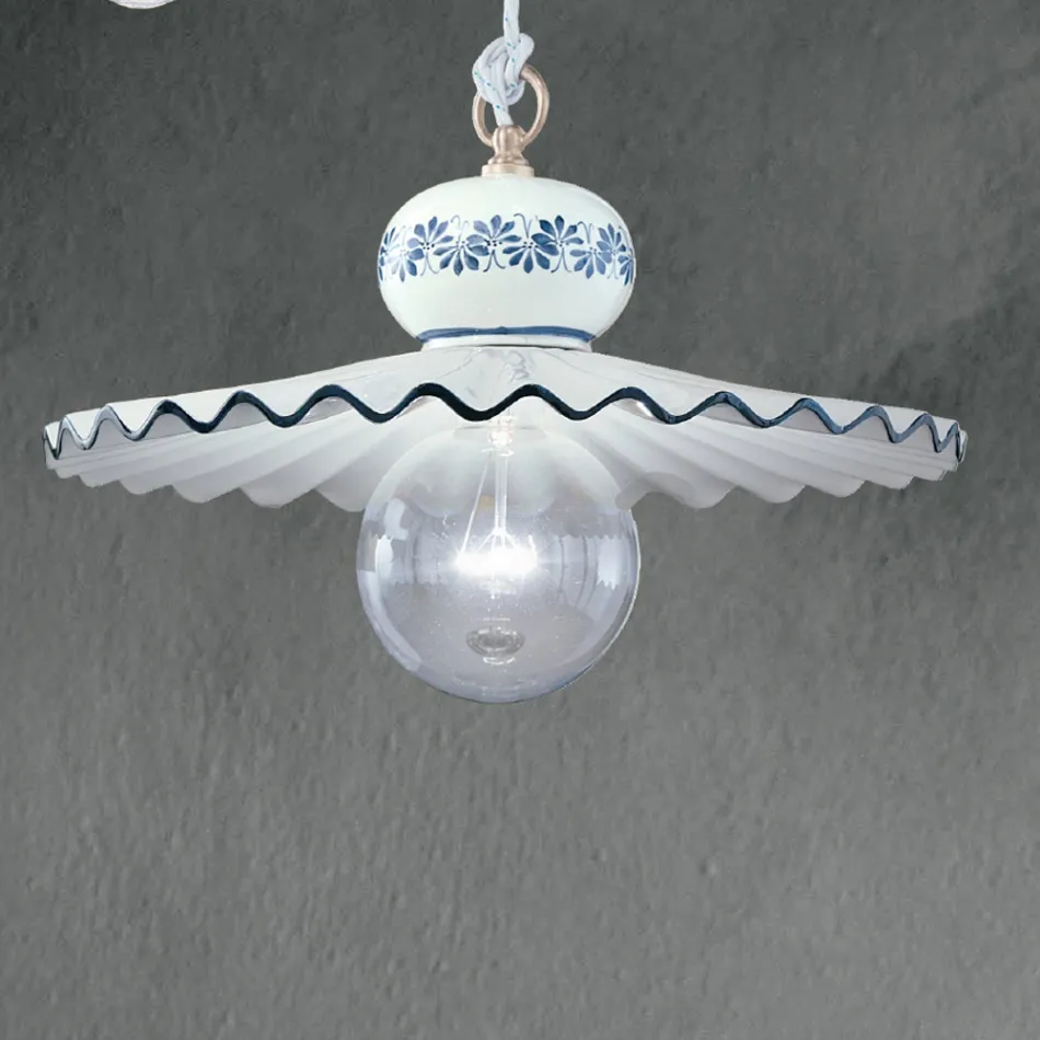 Ručně zdobená řemeslná keramická závěsná lampa - Řím Viadurini