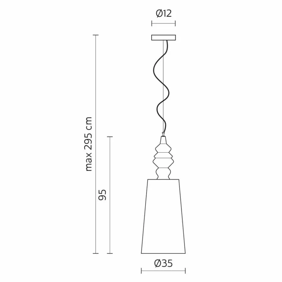 Závěsná lampa v bílé keramické stínítko v provedení Linen Long - Cadabra Viadurini