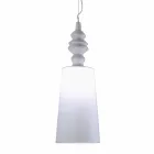 Závěsná lampa v bílé keramické stínítko v provedení Linen Long - Cadabra Viadurini