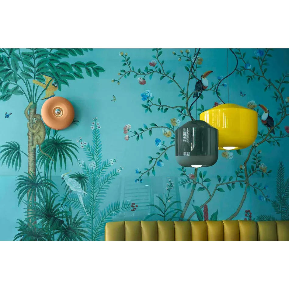 Závěsná lampa v barevné keramice vyrobené v Itálii - Ferroluce Bellota Viadurini