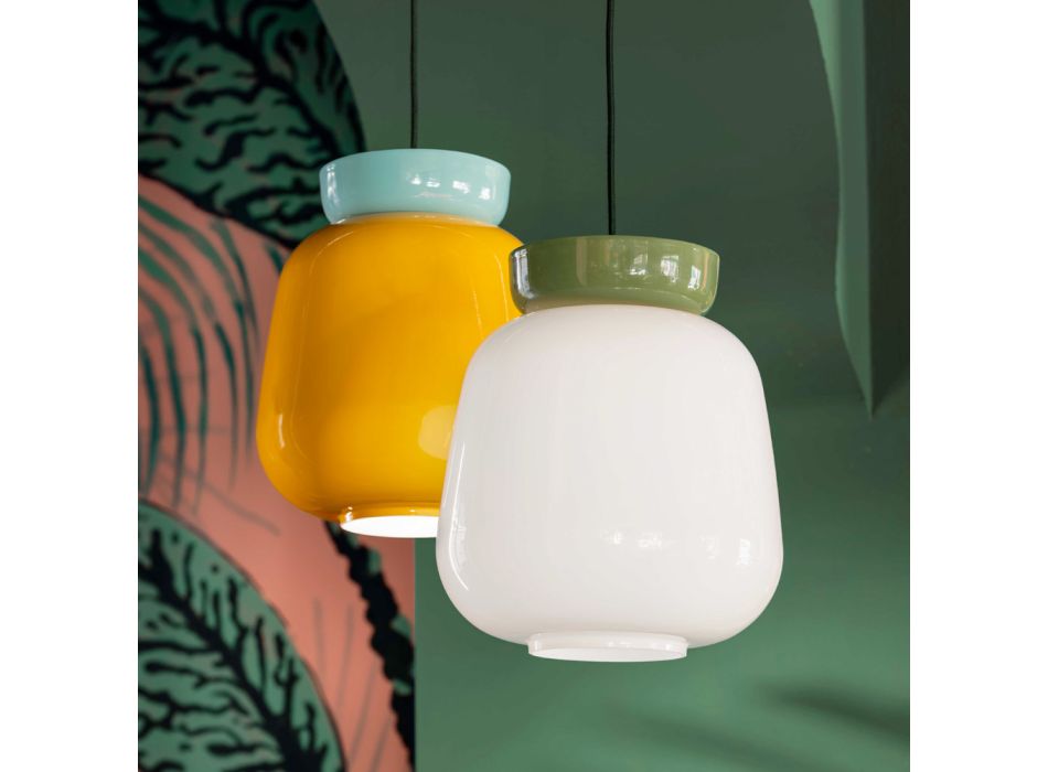 Závěsná lampa z keramiky a skla Made in Italy - Corcovado Viadurini