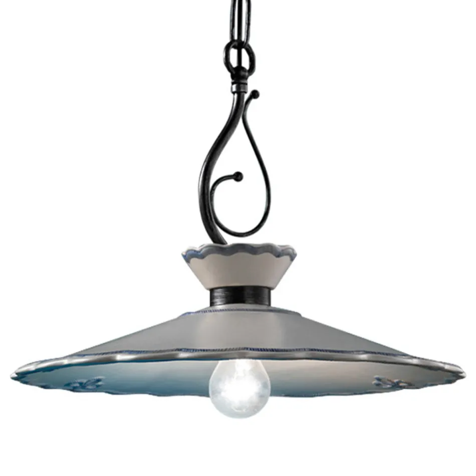 Ručně malovaná keramická závěsná lampa s efektem vyšívání - Ravenna Viadurini