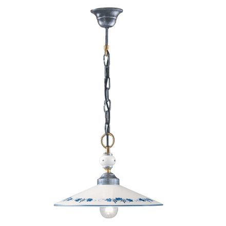 Ručně vyráběná keramická a vintage železná závěsná lampa - Asti Viadurini