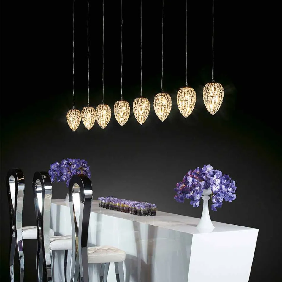 Závěsná lampa krystal a tvarovaná ocel vejce vaječný Viadurini