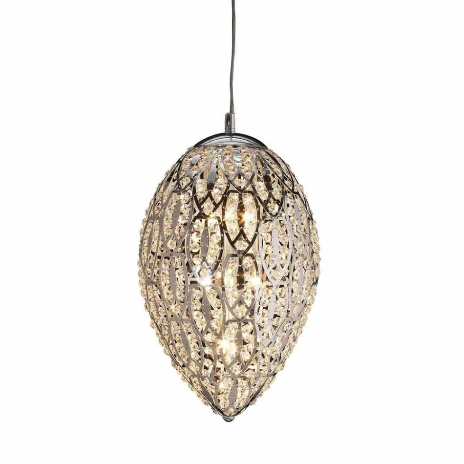 Závěsná lampa krystal a tvarovaná ocel vejce vaječný Viadurini