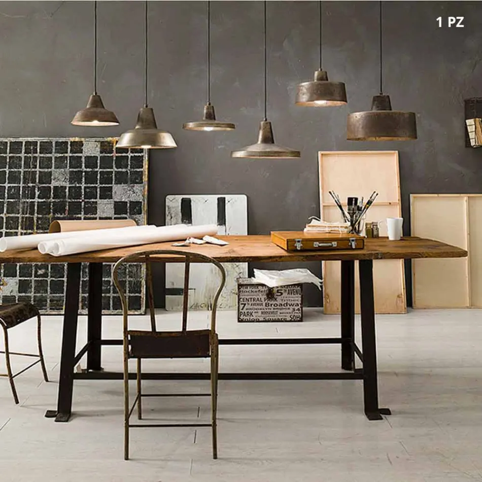 Lampa starožitné železný zvon zavěšení Virginia Il Fanale Viadurini